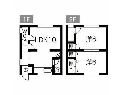 コーポくすのき(2LDK/1階)の間取り写真