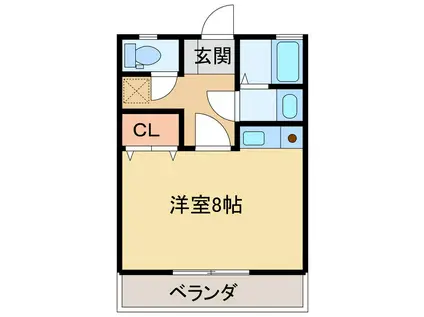 栄光マンション(ワンルーム/2階)の間取り写真