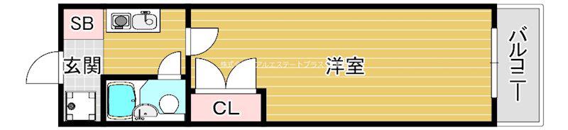 カントリーレジデンス草津(1K/2階)の間取り写真