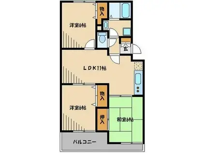 ヴァンベール神山Ⅰ(3LDK/3階)の間取り写真