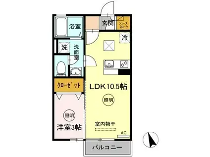 リビングタウン伏石IIA(1LDK/1階)の間取り写真