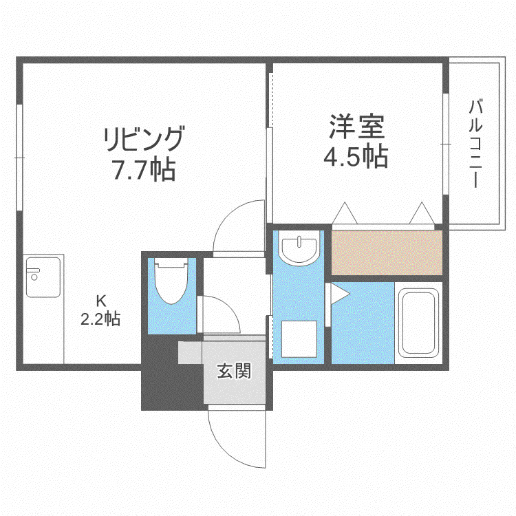 FERIO発寒南(1LDK/2階)の間取り写真