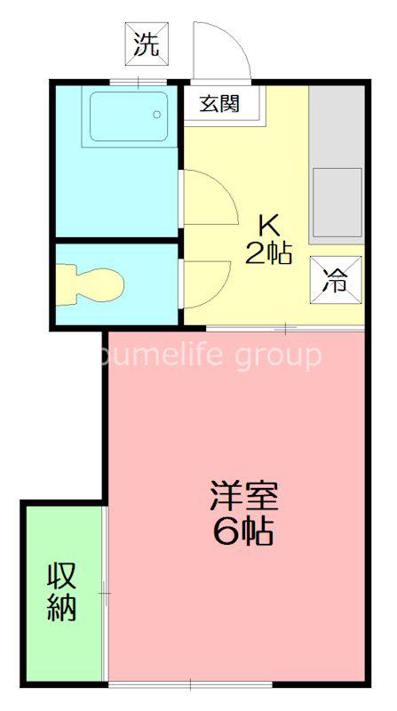 今井ハイツB棟(1K/2階)の間取り写真