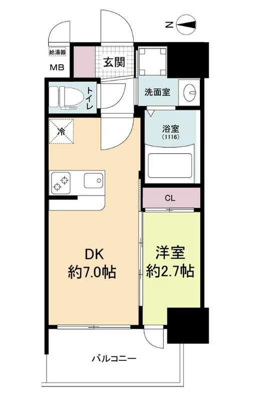 セレニテ新大阪ミラク壱番館(1DK/2階)の間取り写真