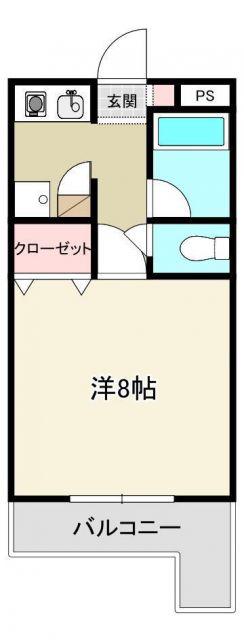 レジデンス徳島(1K/2階)の間取り写真