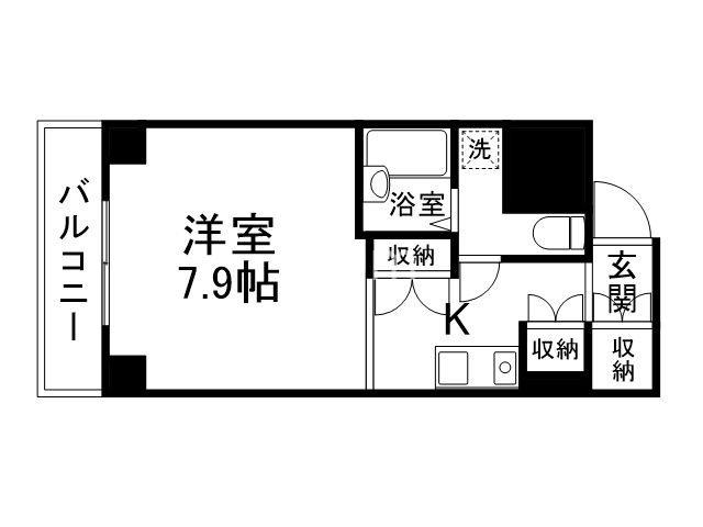高辻ロイヤルフラッツ(1K/2階)の間取り写真