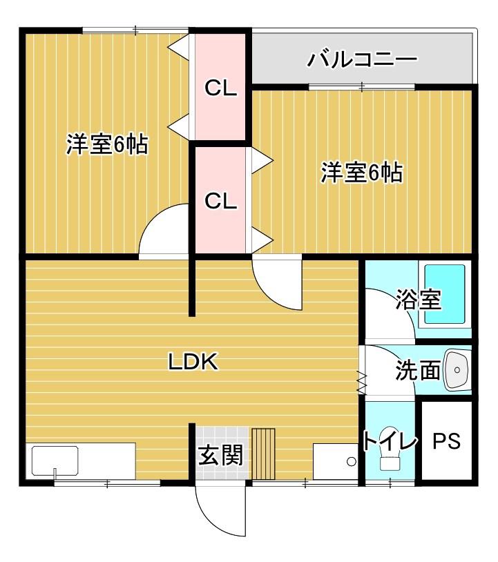 松田マンション(2LDK/4階)の間取り写真