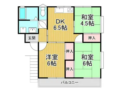 グリーンハウス(3DK/2階)の間取り写真