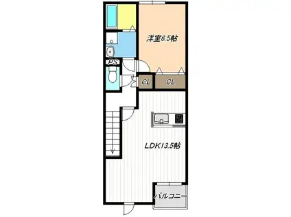 プラネットI(1LDK/2階)の間取り写真