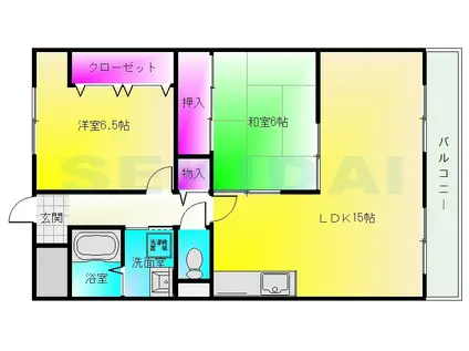 エスペラール美園(2LDK/4階)の間取り写真