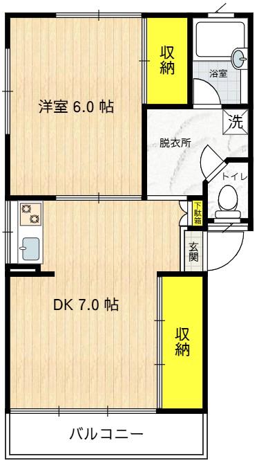 西正マンション(1DK/2階)の間取り写真