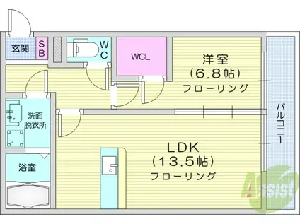 ハッピーホーム2番館(1LDK/3階)の間取り写真