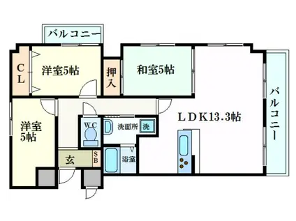 ビューティフルライフ(3LDK/7階)の間取り写真
