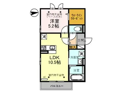 DH・シャルマン御経塚(1LDK/1階)の間取り写真