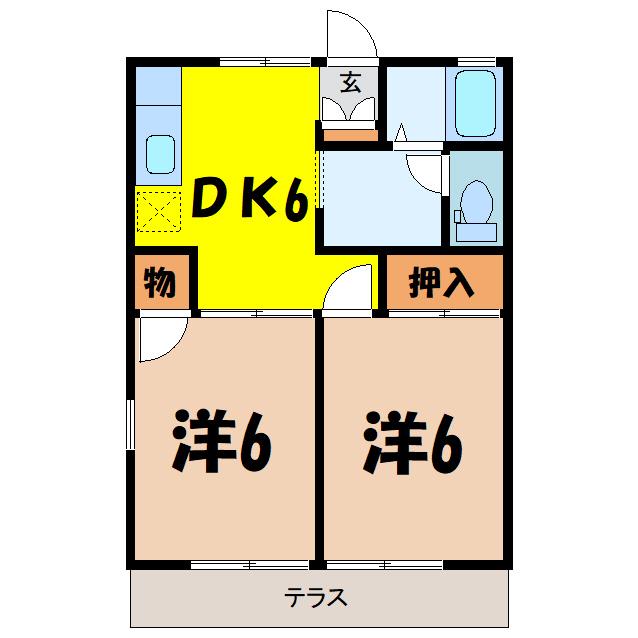 サンハイツ(2DK/2階)の間取り写真
