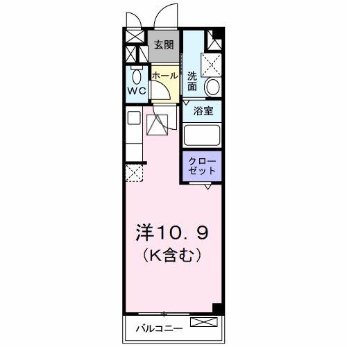 メゾン長岡(ワンルーム/1階)の間取り写真