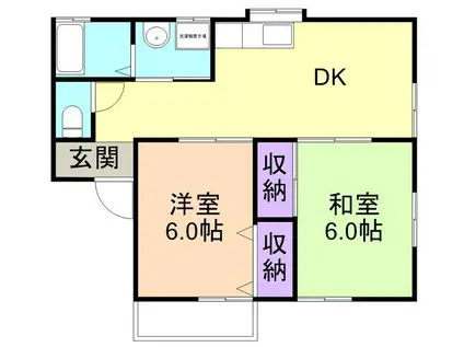 神明ハイツ(2DK/1階)の間取り写真