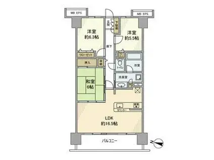 ラフィーネハイツ(3LDK/3階)の間取り写真