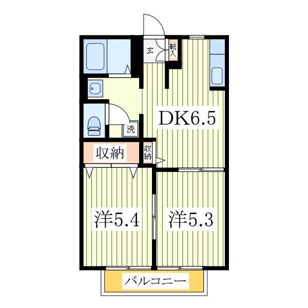 グランメールB(2DK/1階)の間取り写真