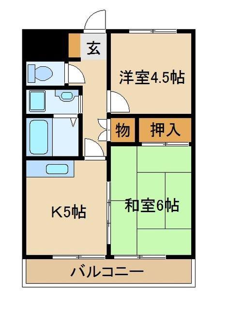 イッセイ壱番館(2K/2階)の間取り写真