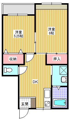 オーリアルヴィラ(2DK/2階)の間取り写真