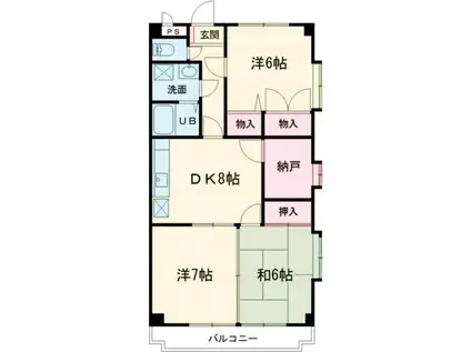 クレアつつじが丘(3SLDK/4階)の間取り写真