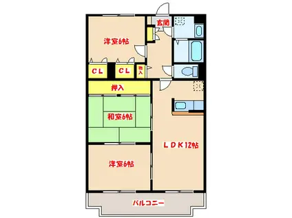 ソレイユ平佐(3LDK/1階)の間取り写真