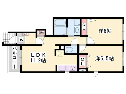 アルモニー メゾンII(2LDK/1階)の間取り写真