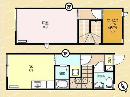 メゾネットみなみE(1SDK/1階)の間取り写真