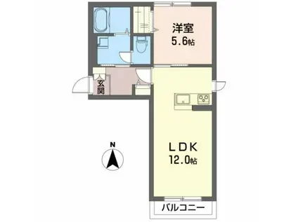 ショコラーデ(1LDK/2階)の間取り写真