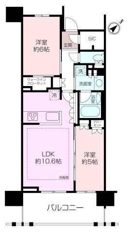 横須賀中央レジデンス(2LDK/15階)の間取り写真