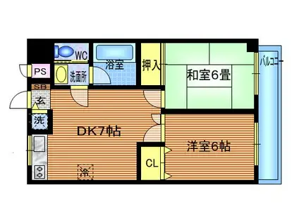 セルーエ三鷹(2DK/5階)の間取り写真