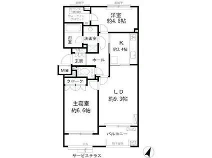 パティオス11番街(2LDK/2階)の間取り写真
