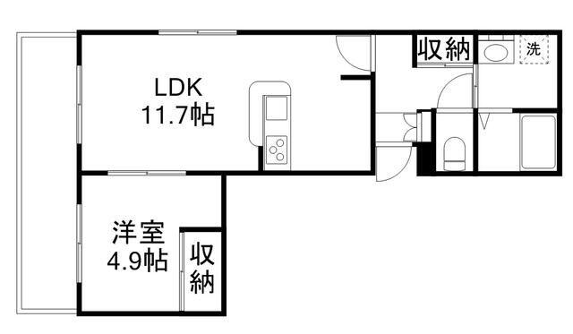 JOUR EN BONHEUR(1LDK/1階)の間取り写真