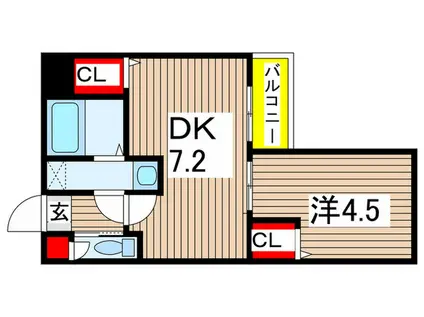 ソルドレーヴアッシュ(1DK/1階)の間取り写真