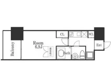SERENITE福島SCELTO(1K/9階)の間取り写真
