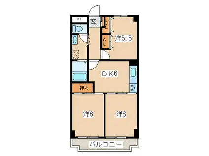 ダイアパレス本郷台(3DK/3階)の間取り写真