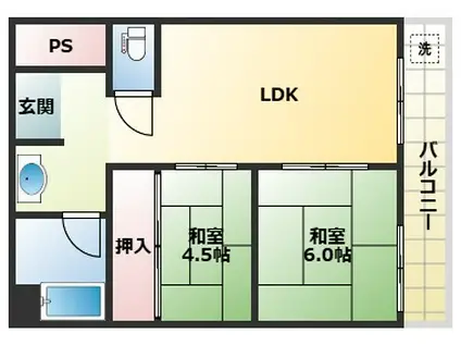 北町ニューハイツI(2LDK/2階)の間取り写真