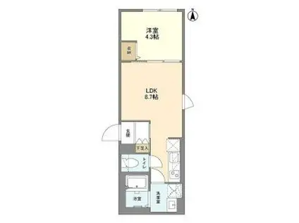 ウェルスクエア笹塚II(1LDK/3階)の間取り写真