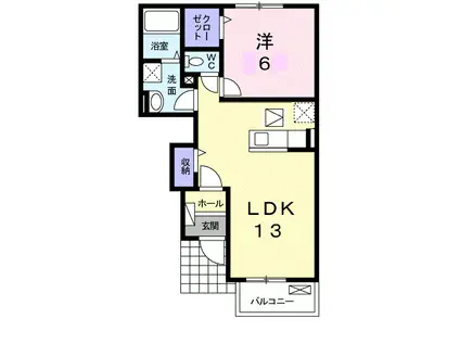 レイジェス C(1LDK/1階)の間取り写真