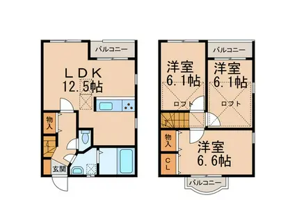 パンチュール(3LDK/1階)の間取り写真