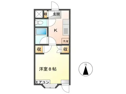 グリーンコート A(1K/3階)の間取り写真