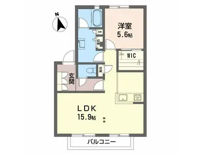 グリーンII(1LDK/2階)の間取り写真
