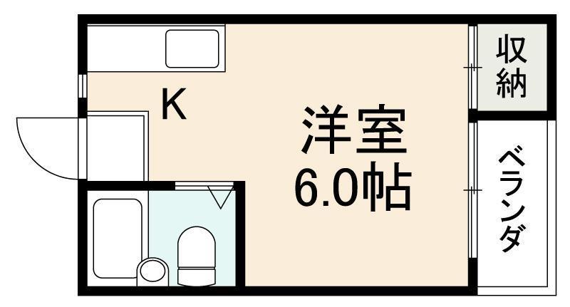 コーポ石清尾(ワンルーム/2階)の間取り写真