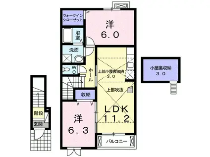 ノストラーレエリシオン(2LDK/2階)の間取り写真