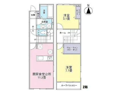 矢野口AP A棟(2LDK/1階)の間取り写真