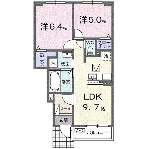 ブリックフォレスト(2LDK/1階)の間取り写真