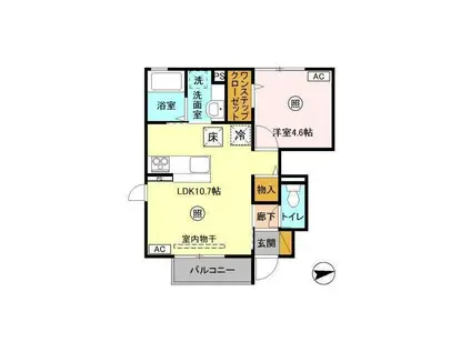 アーバンスクエア(1LDK/1階)の間取り写真