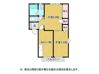 ソシアル沢III(2DK/2階)の間取り写真