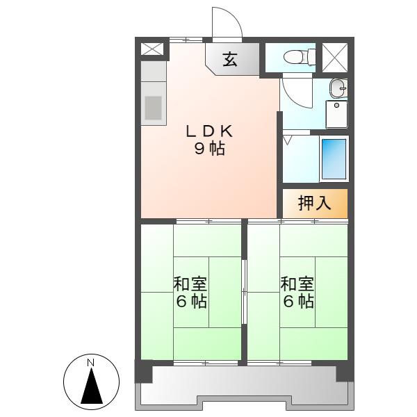レスカール一番町(2DK/9階)の間取り写真